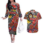Personalised Dragons NRL Celebrating 50 Years of Naidoc Couples Matching Off The Shoulder Long Sleeve Dress and Hawaiian Shirt NAIDOC Week 2025 Aboriginal