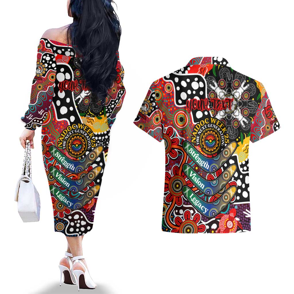 Personalised Dragons NRL Celebrating 50 Years of Naidoc Couples Matching Off The Shoulder Long Sleeve Dress and Hawaiian Shirt NAIDOC Week 2025 Aboriginal