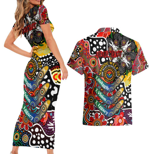 Personalised Dragons NRL Celebrating 50 Years of Naidoc Couples Matching Short Sleeve Bodycon Dress and Hawaiian Shirt NAIDOC Week 2025 Aboriginal