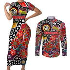 Personalised Dragons NRL Celebrating 50 Years of Naidoc Couples Matching Short Sleeve Bodycon Dress and Long Sleeve Button Shirt NAIDOC Week 2025 Aboriginal