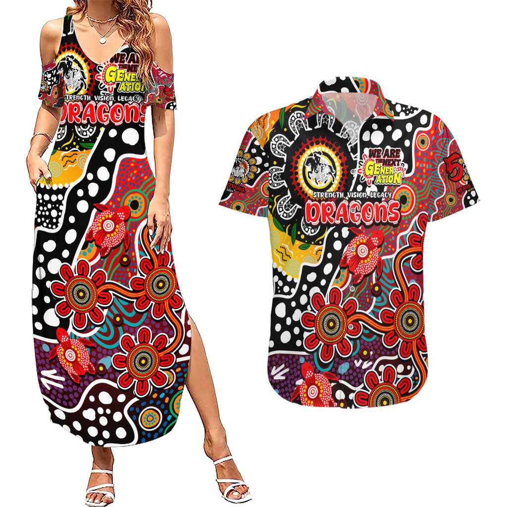 Personalised Dragons NRL Celebrating 50 Years of Naidoc Couples Matching Summer Maxi Dress and Hawaiian Shirt NAIDOC Week 2025 Aboriginal