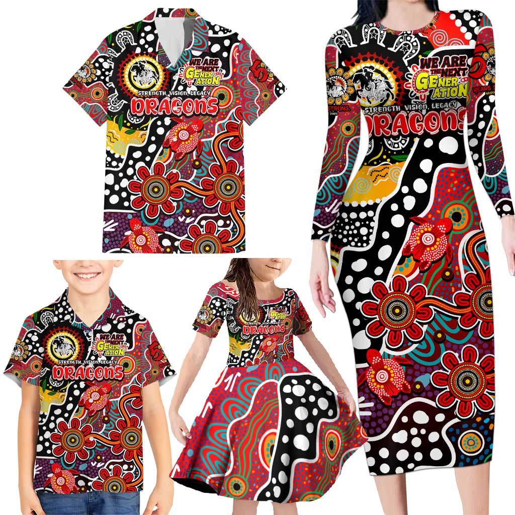 Personalised Dragons NRL Celebrating 50 Years of Naidoc Family Matching Long Sleeve Bodycon Dress and Hawaiian Shirt NAIDOC Week 2025 Aboriginal