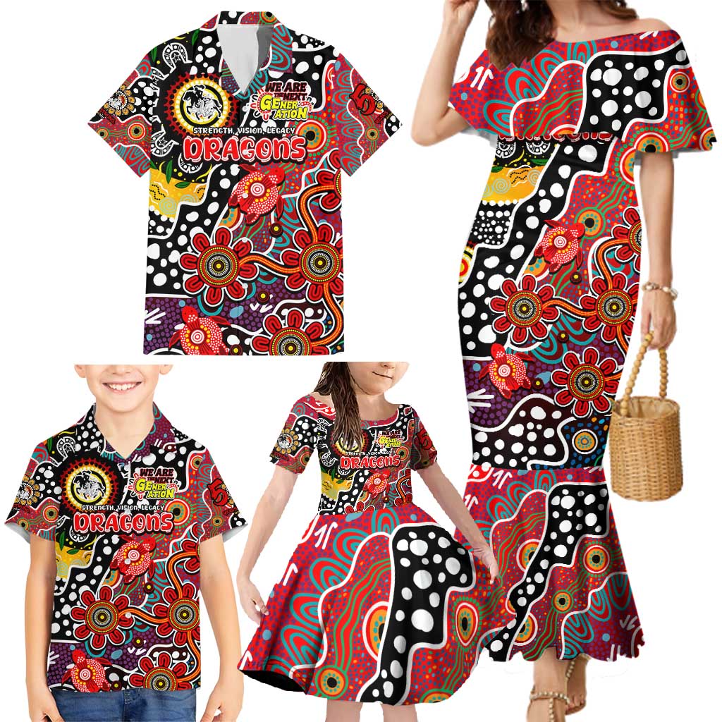 Personalised Dragons NRL Celebrating 50 Years of Naidoc Family Matching Mermaid Dress and Hawaiian Shirt NAIDOC Week 2025 Aboriginal
