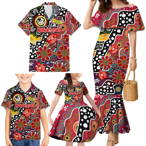 Personalised Dragons NRL Celebrating 50 Years of Naidoc Family Matching Mermaid Dress and Hawaiian Shirt NAIDOC Week 2025 Aboriginal