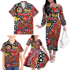 Personalised Dragons NRL Celebrating 50 Years of Naidoc Family Matching Off The Shoulder Long Sleeve Dress and Hawaiian Shirt NAIDOC Week 2025 Aboriginal