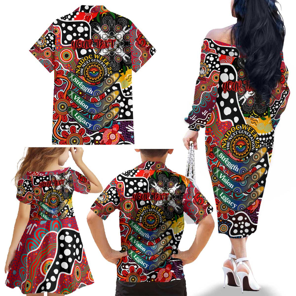 Personalised Dragons NRL Celebrating 50 Years of Naidoc Family Matching Off The Shoulder Long Sleeve Dress and Hawaiian Shirt NAIDOC Week 2025 Aboriginal