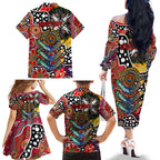 Personalised Dragons NRL Celebrating 50 Years of Naidoc Family Matching Off The Shoulder Long Sleeve Dress and Hawaiian Shirt NAIDOC Week 2025 Aboriginal