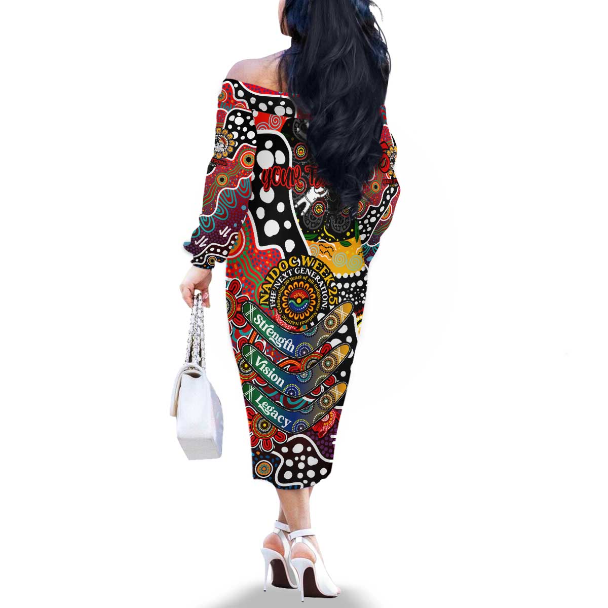 Personalised Dragons NRL Celebrating 50 Years of Naidoc Family Matching Off The Shoulder Long Sleeve Dress and Hawaiian Shirt NAIDOC Week 2025 Aboriginal