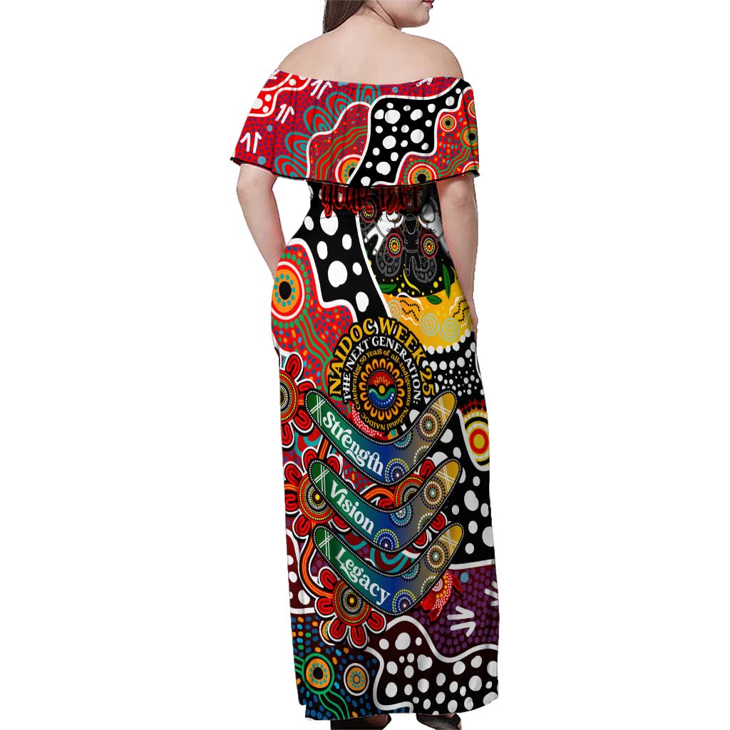 Personalised Dragons NRL Celebrating 50 Years of Naidoc Family Matching Off Shoulder Maxi Dress and Hawaiian Shirt NAIDOC Week 2025 Aboriginal