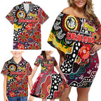 Personalised Dragons NRL Celebrating 50 Years of Naidoc Family Matching Off Shoulder Short Dress and Hawaiian Shirt NAIDOC Week 2025 Aboriginal