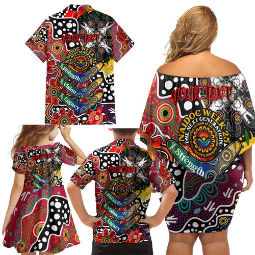 Personalised Dragons NRL Celebrating 50 Years of Naidoc Family Matching Off Shoulder Short Dress and Hawaiian Shirt NAIDOC Week 2025 Aboriginal
