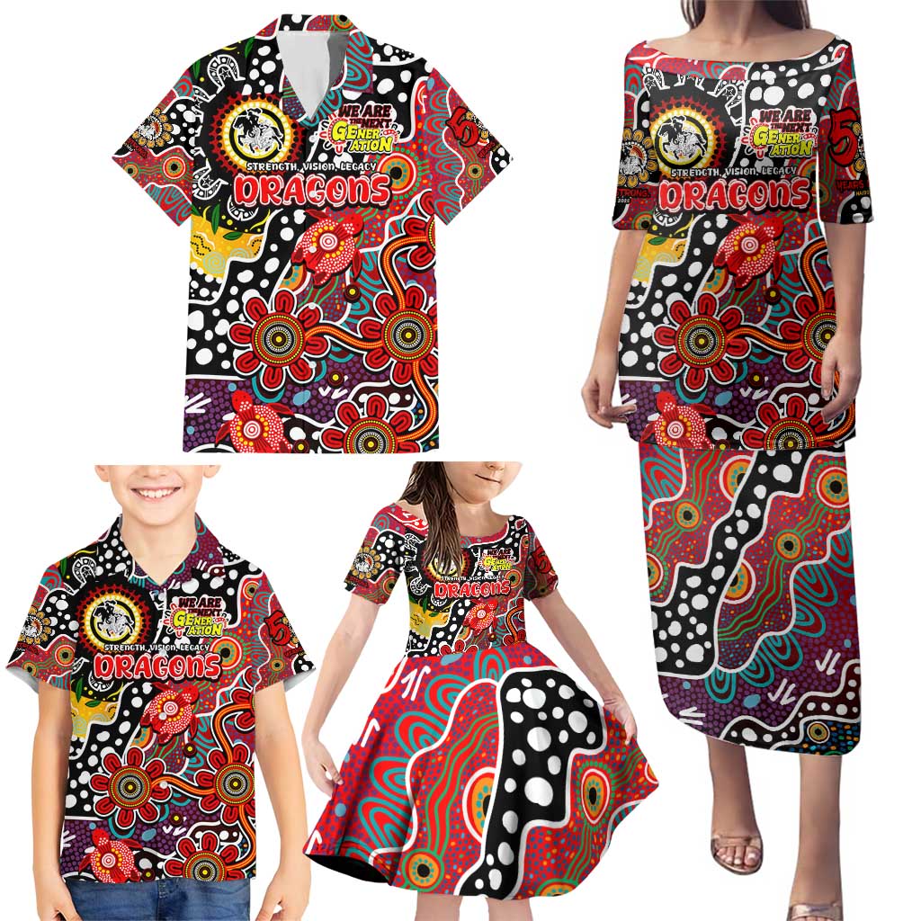 Personalised Dragons NRL Celebrating 50 Years of Naidoc Family Matching Puletasi and Hawaiian Shirt NAIDOC Week 2025 Aboriginal