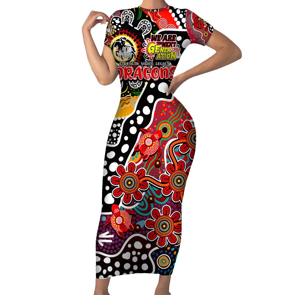 Personalised Dragons NRL Celebrating 50 Years of Naidoc Family Matching Short Sleeve Bodycon Dress and Hawaiian Shirt NAIDOC Week 2025 Aboriginal