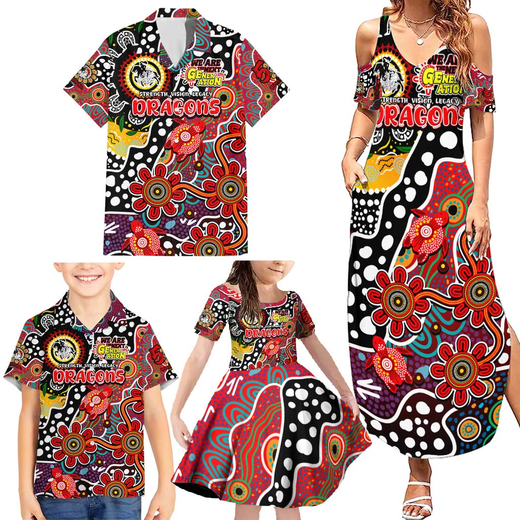 Personalised Dragons NRL Celebrating 50 Years of Naidoc Family Matching Summer Maxi Dress and Hawaiian Shirt NAIDOC Week 2025 Aboriginal