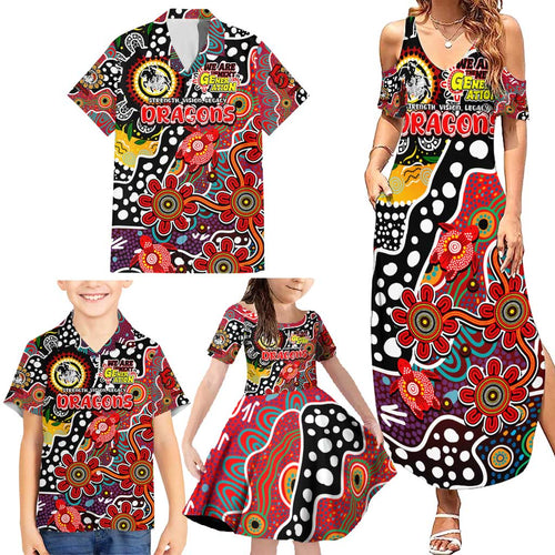 Personalised Dragons NRL Celebrating 50 Years of Naidoc Family Matching Summer Maxi Dress and Hawaiian Shirt NAIDOC Week 2025 Aboriginal