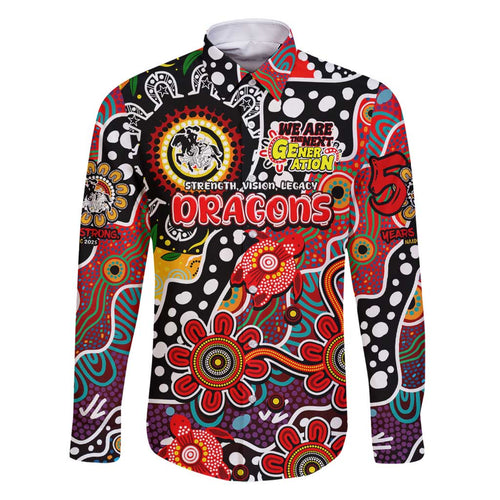 Personalised Dragons NRL Celebrating 50 Years of Naidoc Family Matching Summer Maxi Dress and Hawaiian Shirt NAIDOC Week 2025 Aboriginal