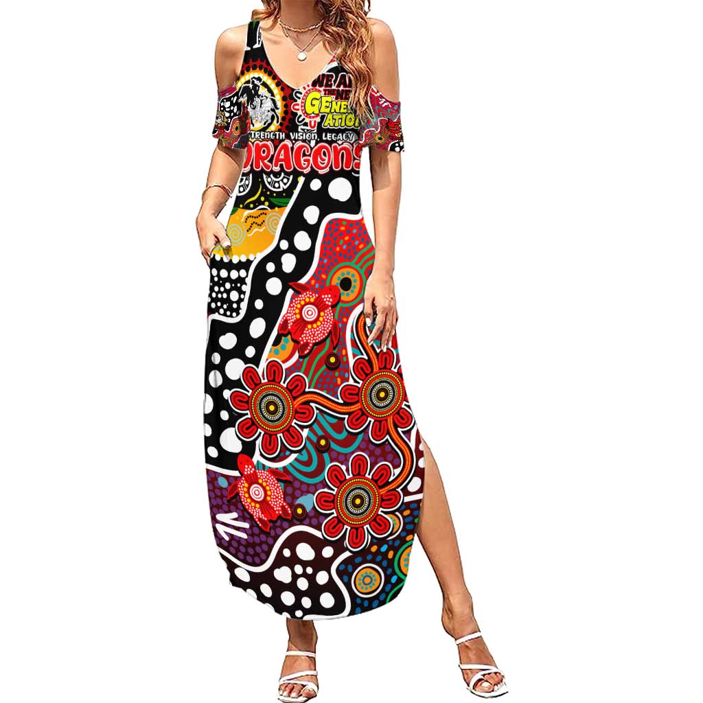Personalised Dragons NRL Celebrating 50 Years of Naidoc Family Matching Summer Maxi Dress and Hawaiian Shirt NAIDOC Week 2025 Aboriginal