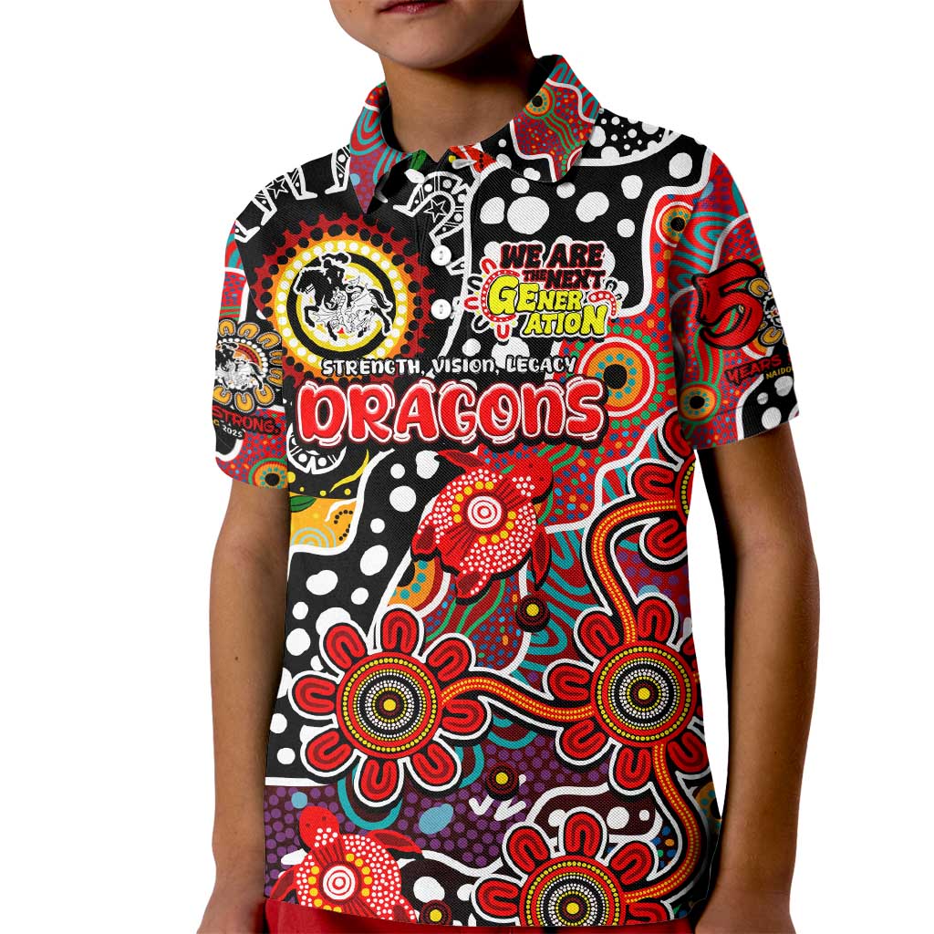 Personalised Dragons NRL Celebrating 50 Years of Naidoc Kid Polo Shirt NAIDOC Week 2025 Aboriginal