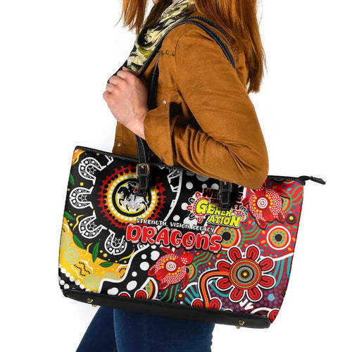 Dragons NRL Celebrating 50 Years of Naidoc Leather Tote Bag NAIDOC Week 2025 Aboriginal