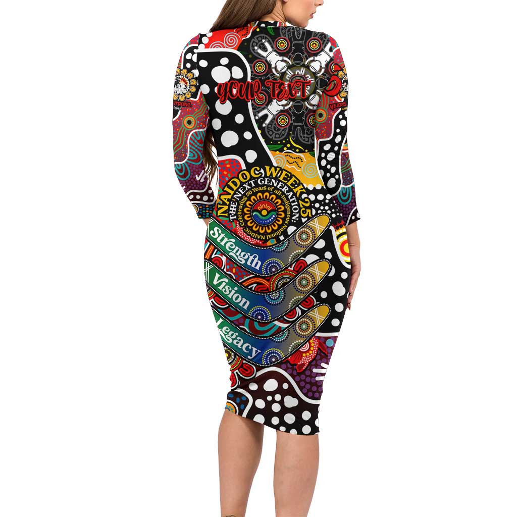 Personalised Dragons NRL Celebrating 50 Years of Naidoc Long Sleeve Bodycon Dress NAIDOC Week 2025 Aboriginal