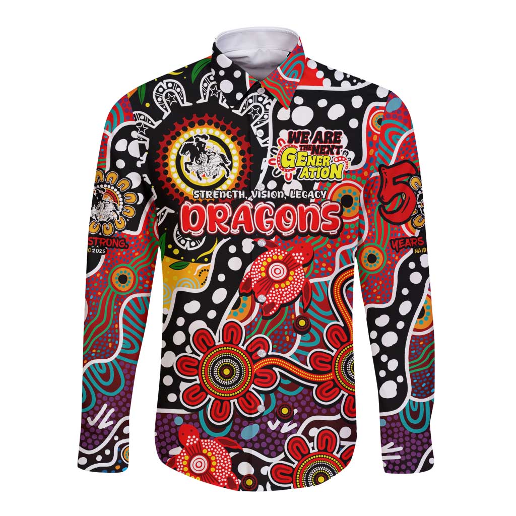 Personalised Dragons NRL Celebrating 50 Years of Naidoc Long Sleeve Button Shirt NAIDOC Week 2025 Aboriginal