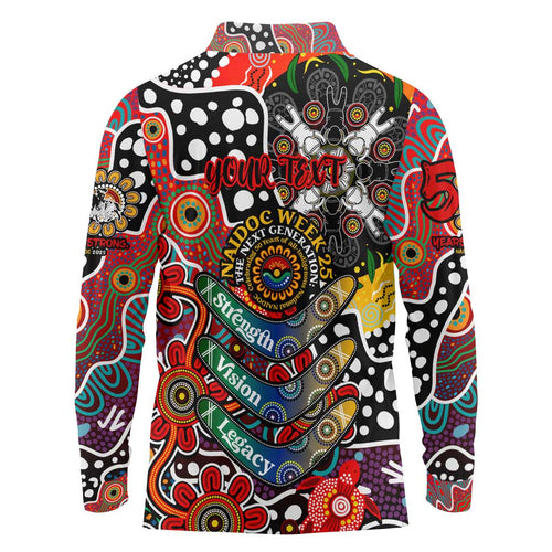 Personalised Dragons NRL Celebrating 50 Years of Naidoc Long Sleeve Polo Shirt NAIDOC Week 2025 Aboriginal