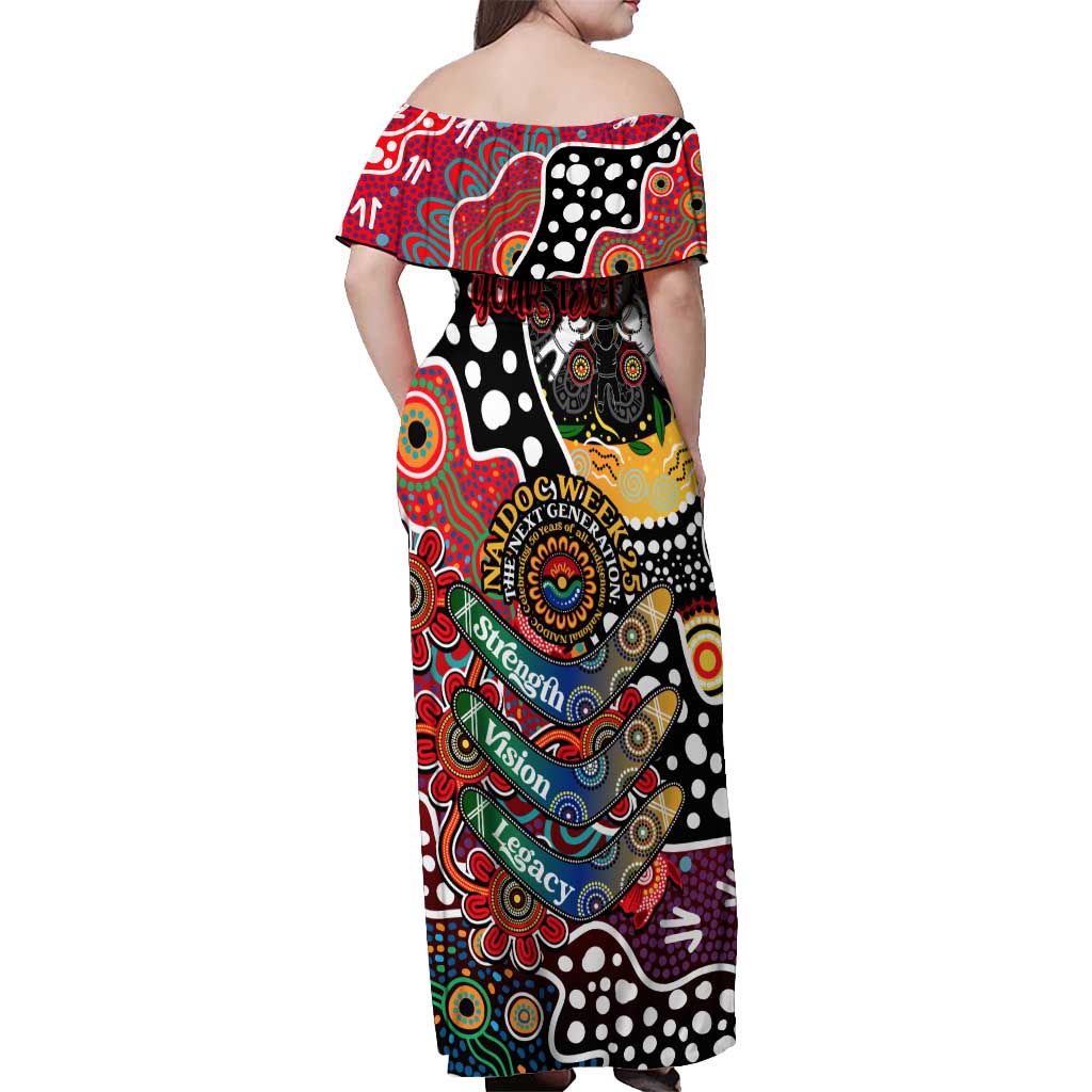 Personalised Dragons NRL Celebrating 50 Years of Naidoc Off Shoulder Maxi Dress NAIDOC Week 2025 Aboriginal