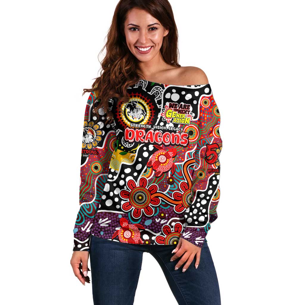 Personalised Dragons NRL Celebrating 50 Years of Naidoc Off Shoulder Sweater NAIDOC Week 2025 Aboriginal