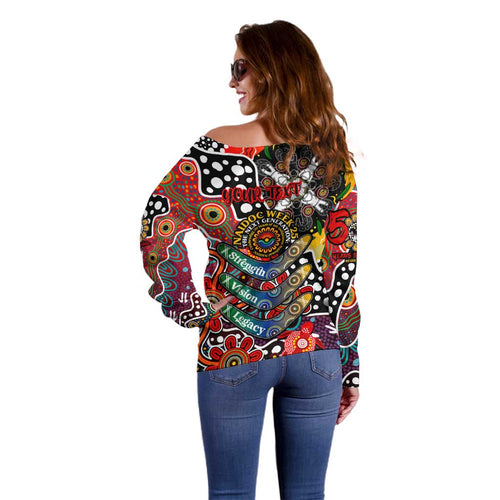 Personalised Dragons NRL Celebrating 50 Years of Naidoc Off Shoulder Sweater NAIDOC Week 2025 Aboriginal