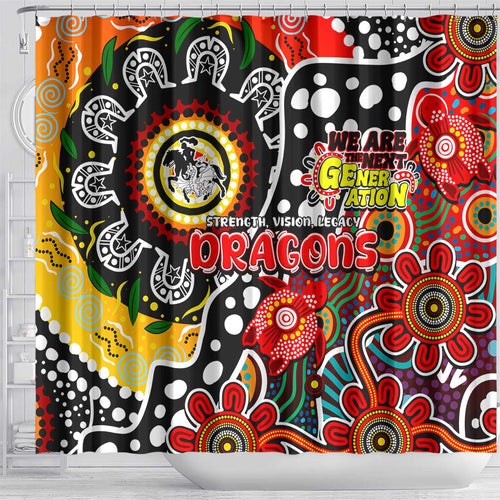 Dragons NRL Celebrating 50 Years of Naidoc Shower Curtain NAIDOC Week 2025 Aboriginal