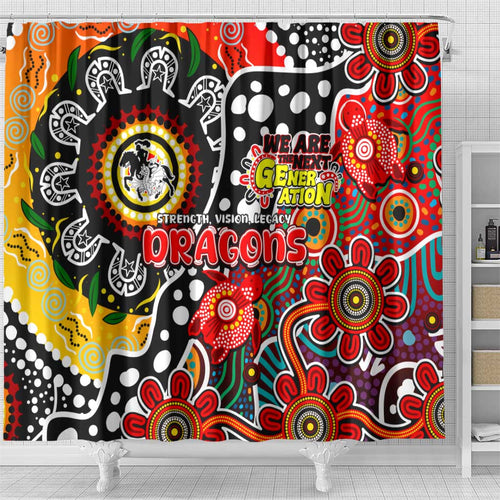 Dragons NRL Celebrating 50 Years of Naidoc Shower Curtain NAIDOC Week 2025 Aboriginal