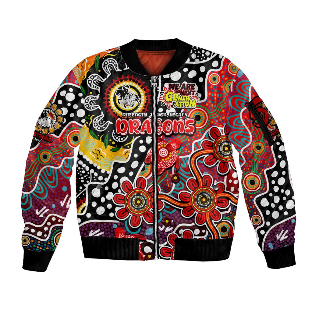 Personalised Dragons NRL Celebrating 50 Years of Naidoc Sleeve Zip Bomber Jacket NAIDOC Week 2025 Aboriginal