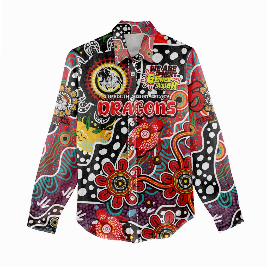 Personalised Dragons NRL Celebrating 50 Years of Naidoc Women Casual Shirt NAIDOC Week 2025 Aboriginal