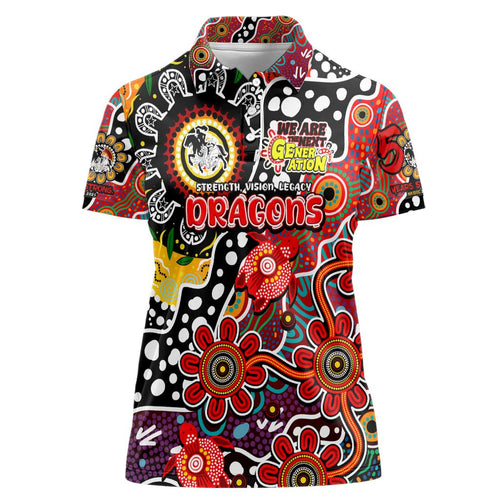 Personalised Dragons NRL Celebrating 50 Years of Naidoc Women Polo Shirt NAIDOC Week 2025 Aboriginal