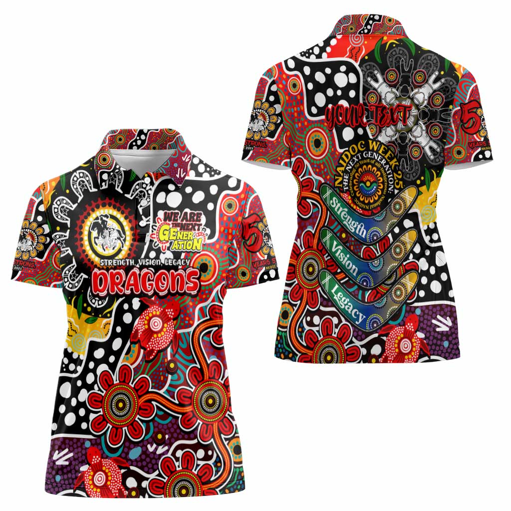 Personalised Dragons NRL Celebrating 50 Years of Naidoc Women Polo Shirt NAIDOC Week 2025 Aboriginal