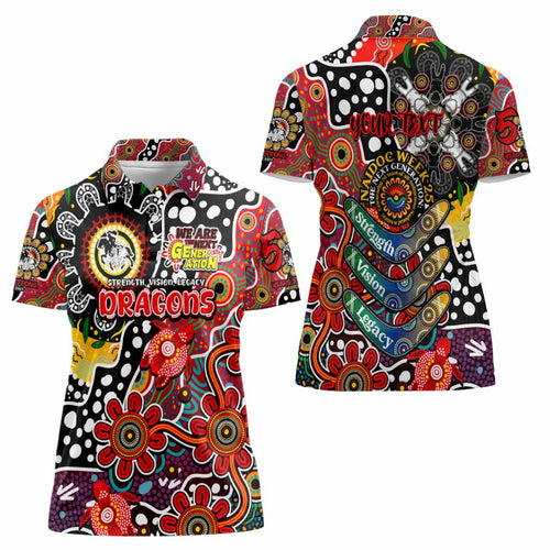 Personalised Dragons NRL Celebrating 50 Years of Naidoc Women Polo Shirt NAIDOC Week 2025 Aboriginal