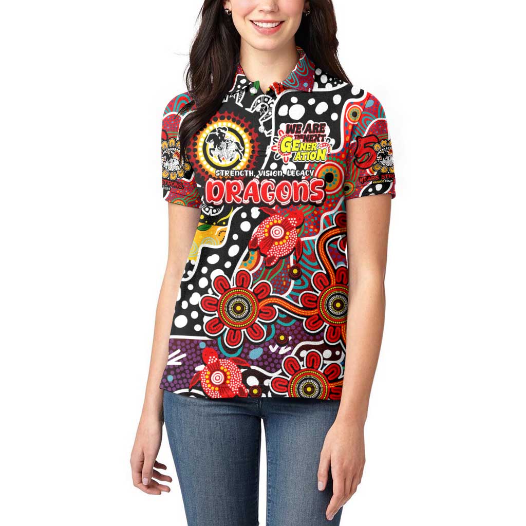 Personalised Dragons NRL Celebrating 50 Years of Naidoc Women Polo Shirt NAIDOC Week 2025 Aboriginal