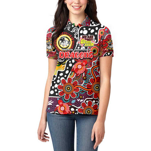 Personalised Dragons NRL Celebrating 50 Years of Naidoc Women Polo Shirt NAIDOC Week 2025 Aboriginal