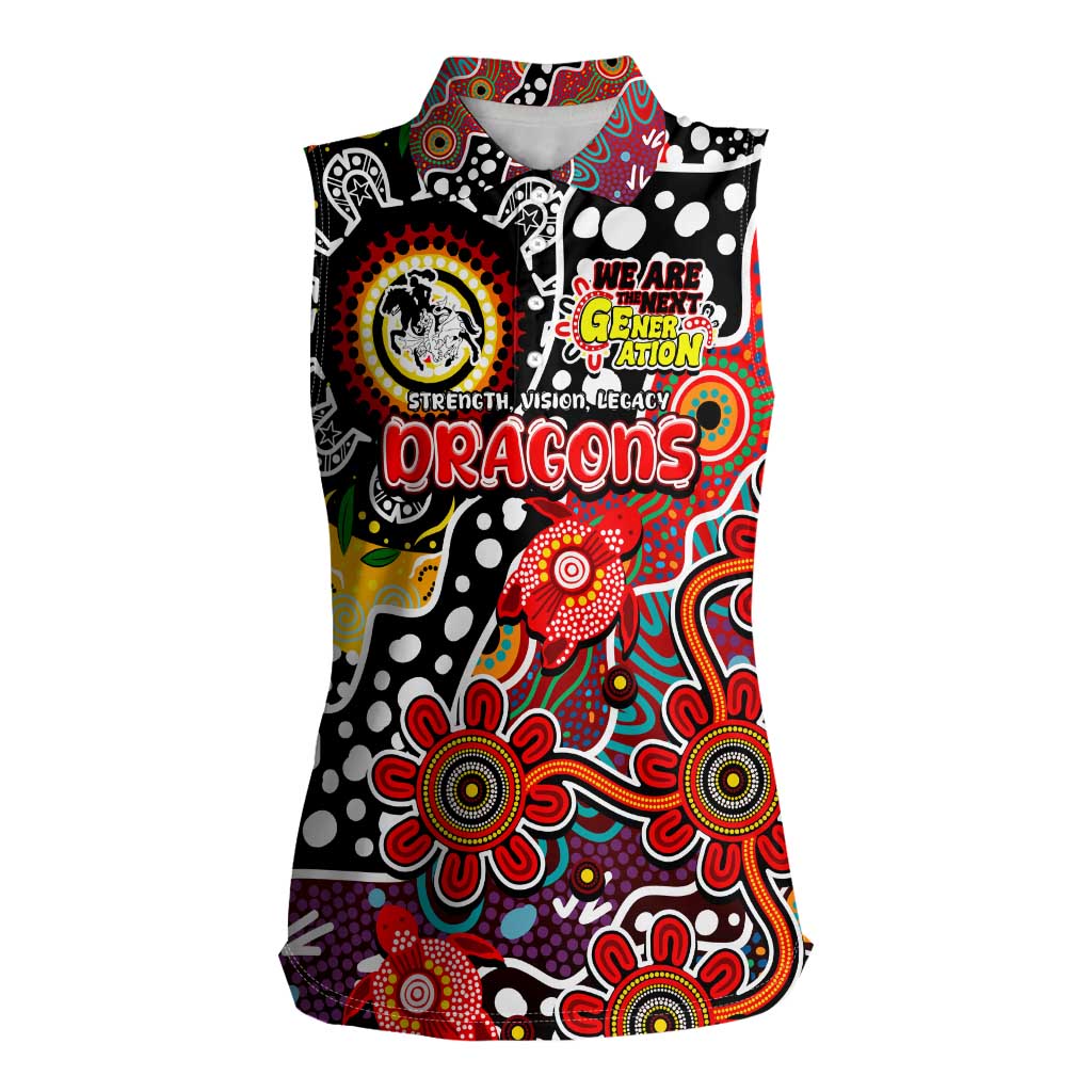 Personalised Dragons NRL Celebrating 50 Years of Naidoc Women Sleeveless Polo Shirt NAIDOC Week 2025 Aboriginal