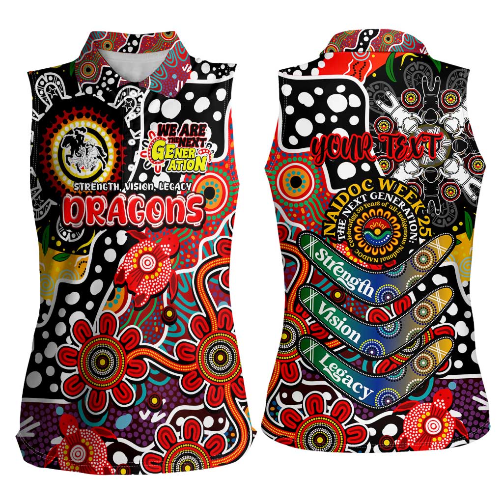 Personalised Dragons NRL Celebrating 50 Years of Naidoc Women Sleeveless Polo Shirt NAIDOC Week 2025 Aboriginal