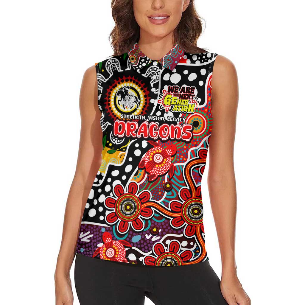 Personalised Dragons NRL Celebrating 50 Years of Naidoc Women Sleeveless Polo Shirt NAIDOC Week 2025 Aboriginal
