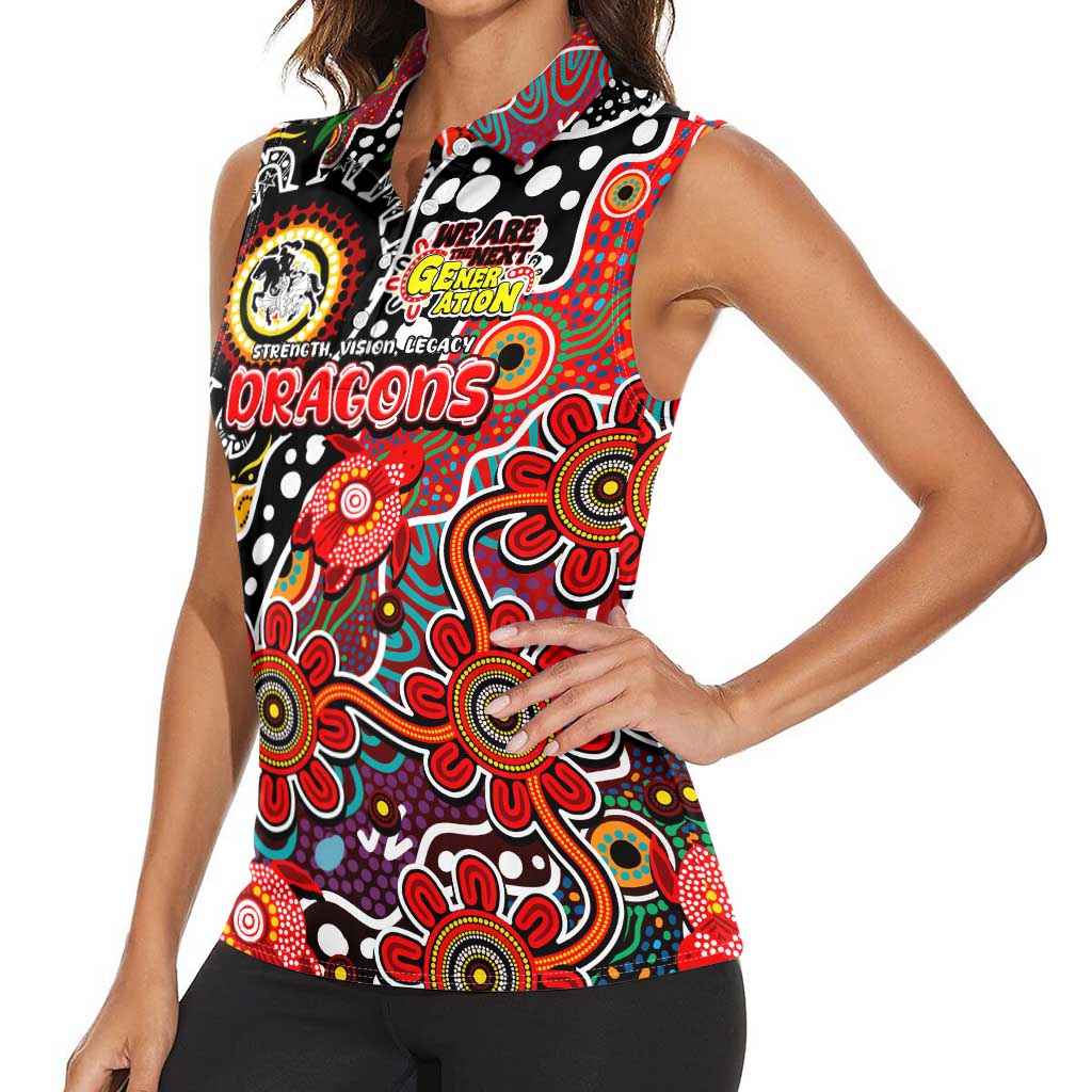 Personalised Dragons NRL Celebrating 50 Years of Naidoc Women Sleeveless Polo Shirt NAIDOC Week 2025 Aboriginal