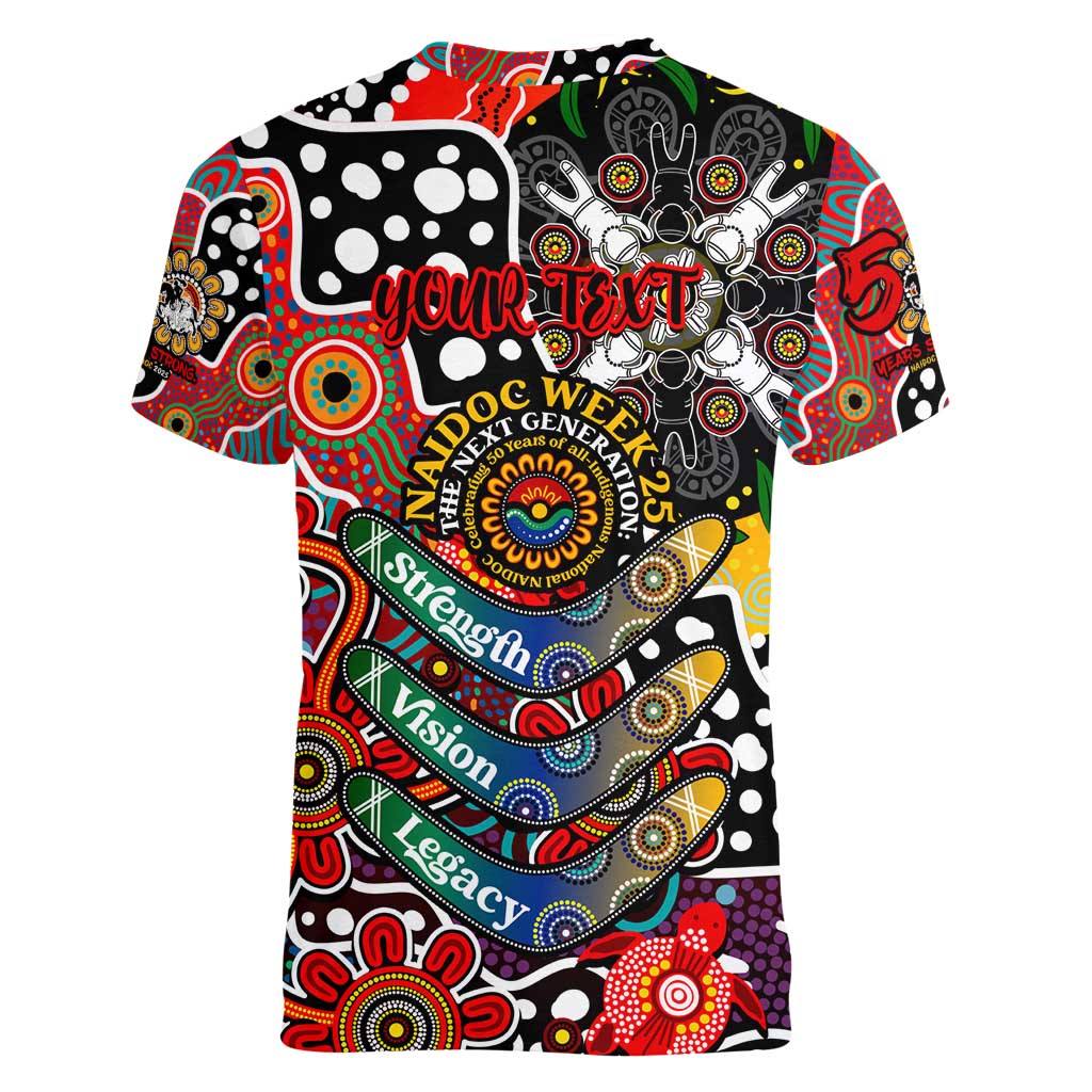 Personalised Dragons NRL Celebrating 50 Years of Naidoc Women V-Neck T-Shirt NAIDOC Week 2025 Aboriginal