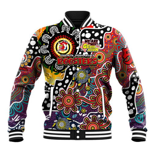 Personalised Roosters NRL Celebrating 50 Years of Naidoc Baseball Jacket NAIDOC Week 2025 Aboriginal