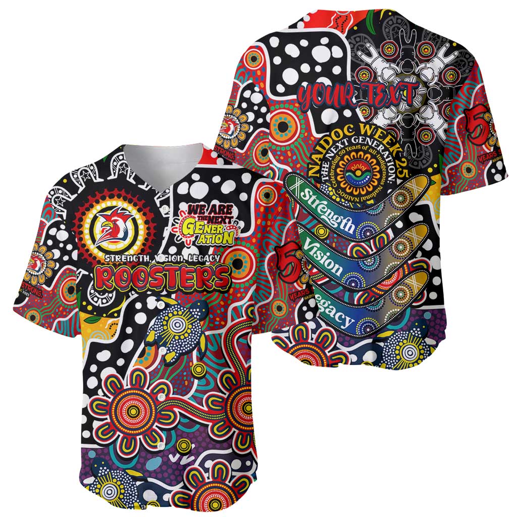 Personalised Roosters NRL Celebrating 50 Years of Naidoc Baseball Jersey NAIDOC Week 2025 Aboriginal