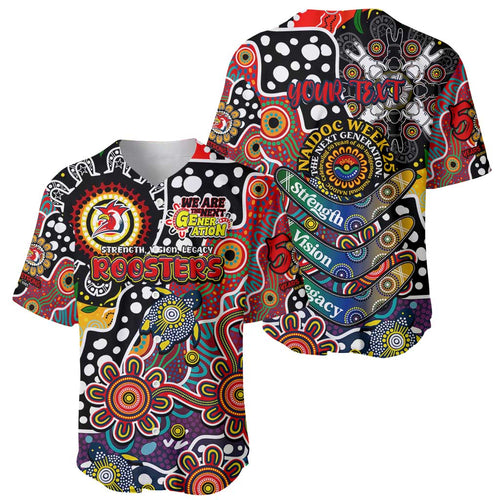 Personalised Roosters NRL Celebrating 50 Years of Naidoc Baseball Jersey NAIDOC Week 2025 Aboriginal