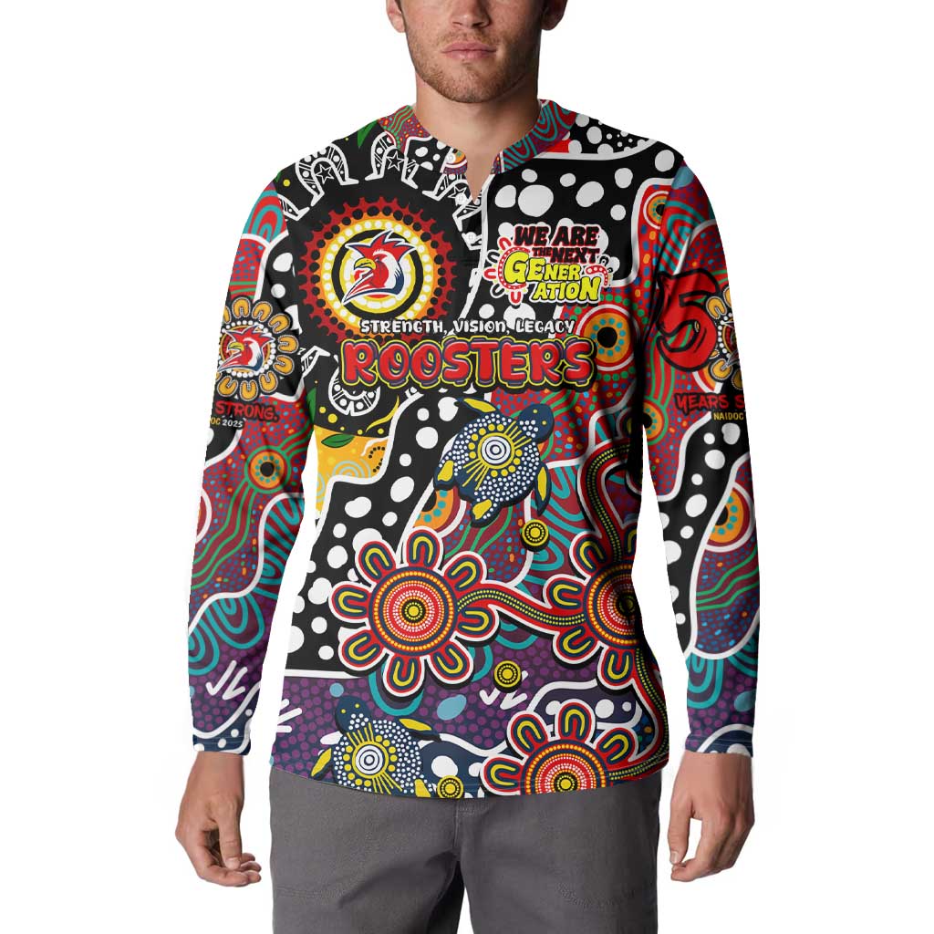 Personalised Roosters NRL Celebrating 50 Years of Naidoc Button Sweatshirt NAIDOC Week 2025 Aboriginal