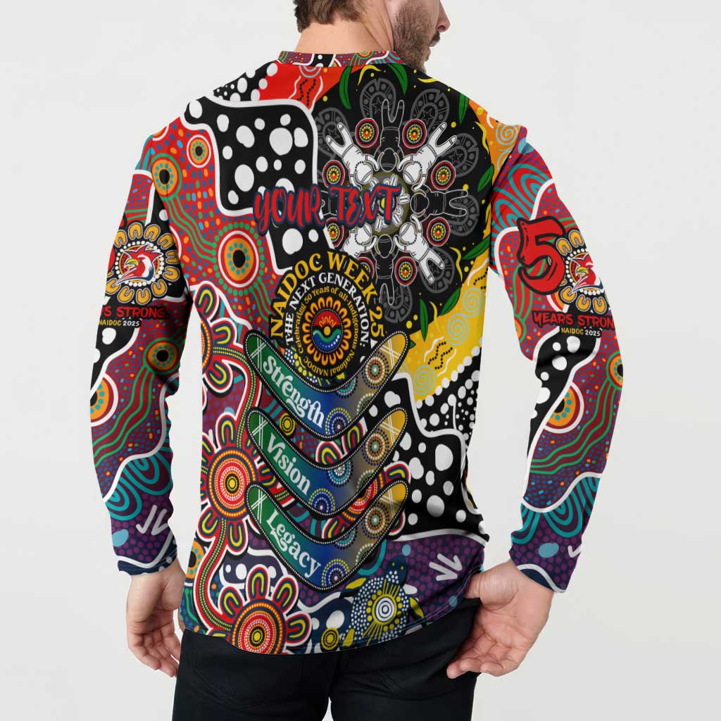 Personalised Roosters NRL Celebrating 50 Years of Naidoc Button Sweatshirt NAIDOC Week 2025 Aboriginal