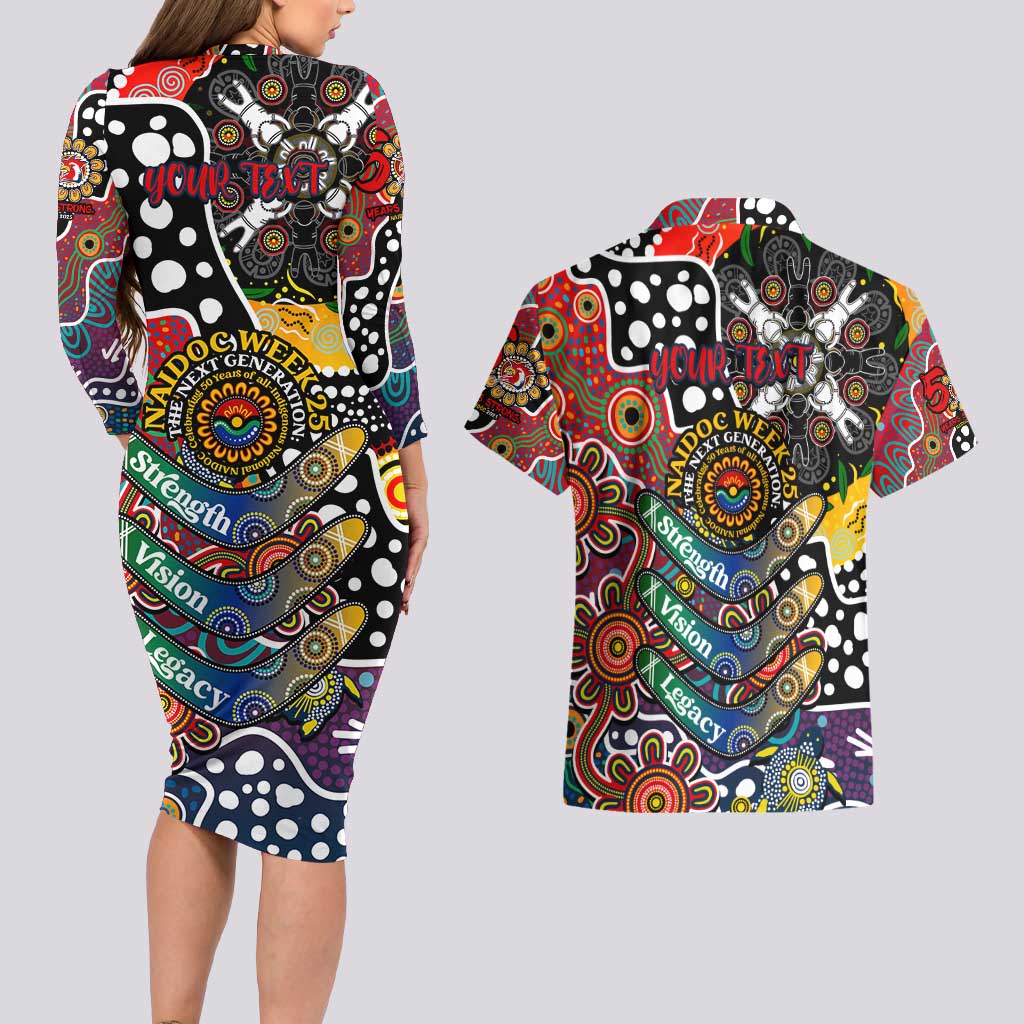Personalised Roosters NRL Celebrating 50 Years of Naidoc Couples Matching Long Sleeve Bodycon Dress and Hawaiian Shirt NAIDOC Week 2025 Aboriginal