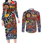 Personalised Roosters NRL Celebrating 50 Years of Naidoc Couples Matching Long Sleeve Bodycon Dress and Long Sleeve Button Shirt NAIDOC Week 2025 Aboriginal